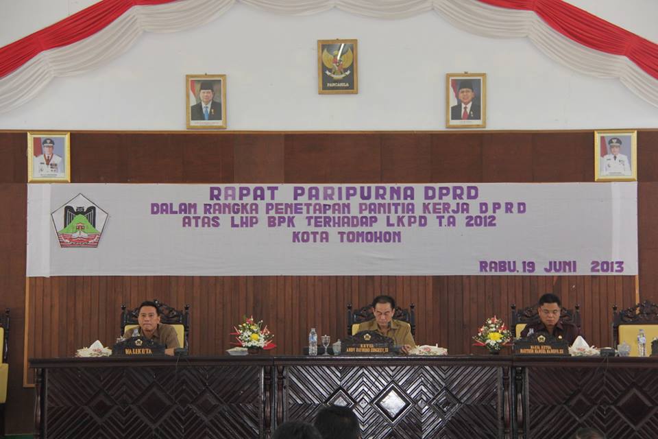 DPRD Tomohon Tetapkan Panitia Kerja LHP-BPK Atas LKDP tahun 2012